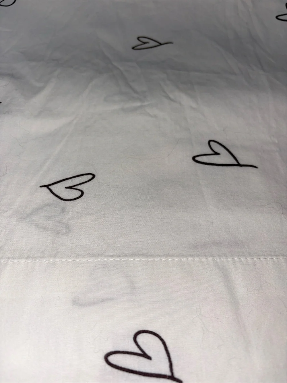 Crate&Barrel White Pillowcases with Black Heart Print